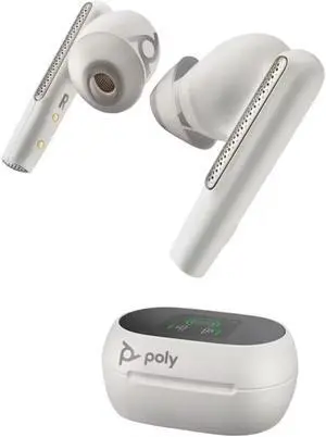 HP Poly Voyager Free 60+UC Earset Microsoft Teams Certification Siri, Google Assistant Stereo Mini-phone (3.5mm) Wireless Bluetooth 98.4 ft  20kHz Earbud Binaural In-ear White Sand Model 7Y8G8AA