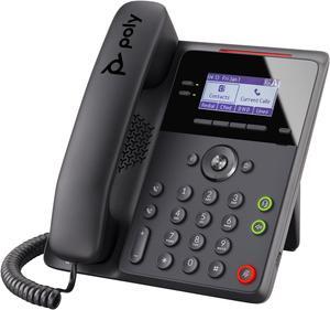 HP Poly Edge B20 IP Phone Corded Corded Desktop Wall Mountable Black VoIP 2x Network RJ-45 PoE Ports Model 82M83AA