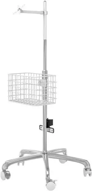 CTA Medical Cart Rolling Floor Stand Base and Pole with 5 Swivel Casters, Basket, Articulating Arm, and Power Strip Holder Model ADD-MCRFS CTA Medical Cart Rolling Floor Stand Base and Pole with 5 Swivel Casters, Basket, Articulating Arm, and Power Strip Holder Model ADD-MCRFS