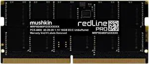 Mushkin 16GB DDR5 SODIMM PC5-5600 ECC 1Rx8 46-45-45 1.1V Redline Pro Model MRP5T560LKKD16G18 Mushkin 16GB DDR5 SODIMM PC5-5600 ECC 1Rx8 46-45-45 1.1V Redline Pro Model MRP5T560LKKD16G18
