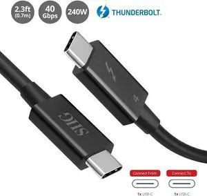 SIIG Thunderbolt 4 Cable 2.3ft 0.7M 8K@60Hz Display 40Gbps Data Transfer Up to 240W Charging Intel Thunderbolt Certified CB-TB0211-S1 Brown Box