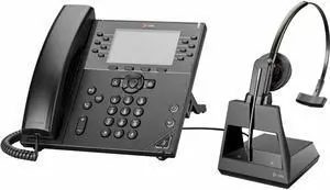HP Poly VVX 450 IP Phone Corded Desktop Wall Mountable Black TAA Compliant VoIP 2 x Network (RJ-45) PoE Ports Model 89B75AA#ABA