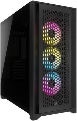 CORSAIR iCUE 5000D RGB AIRFLOW Mid-Tower Case, Black - 3x AF120 RGB ELITE Fans - iCUE Lighting Node PRO Controller - High-airflow Design - CC-9011242-WW