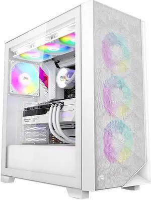 PCCOOLER C3-D510WHP3-GL CPS C3D510 ARGB WH PC Case with 3 ARGB Fans Desktop Computer Case Gaming PC Case for E-ATX / ATX / M-ATX / ITX,375MM Graphics Cards Support, Liquid Cooler Support