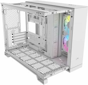 CORSAIR iCUE LINK 2500X RGB Micro ATX Dual Chamber PC Case  White  Two Tempered Glass Panels  2x  RX120 RGB Fans Included  Highly Customizable