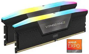 CORSAIR Vengeance RGB 64GB (2 x 32GB) 288-Pin PC RAM DDR5 5600 (PC5 44800) XMP 3.0 AMD EXPO Desktop Memory Model CMH64GX5M2B5600Z40K