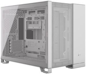 CORSAIR 2500D AIRFLOW Micro ATX Dual Chamber PC Case  White  Fully Mesh Front, Side, and Roof Panels  Fits up to 11x 120mm fans  4x AIO Radiator Mounting Positions