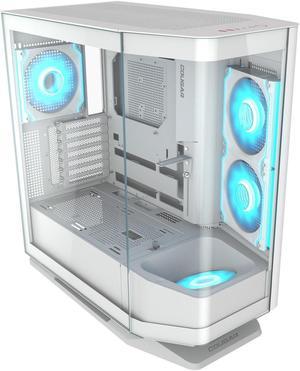 COUGAR FV270 RGB White Mid Tower E-ATX Case, 420mm GPU Supported, Build-in ARGB PWM Fans, Breathe Streams, Prism of Light, RGB Hub, Filter Guard, Tool-Less Bracket