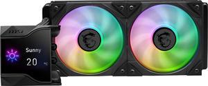 MSI MPG CoreLiquid D240 ARGB CPU Liquid Cooler - 2.4" IPS LCD Screen - 240mm Radiator - Double 120mm ARGB PWM Fans - LGA 1700/1851 / AM5/AM4 Compatible