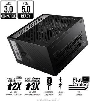 MSI - MPG A850G PCIE 5.0, 80 GOLD Full Modular Gaming PSU, 12VHPWR Cable, 4080 4070 ATX 3.0 Compatible, 850W Power Supply, 10 Year Warranty