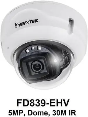 VIVOTEK FD839-EHV-1Y Vortex Essential 5MP IR IP66 Extreme Temperature Dome with 1 Year License