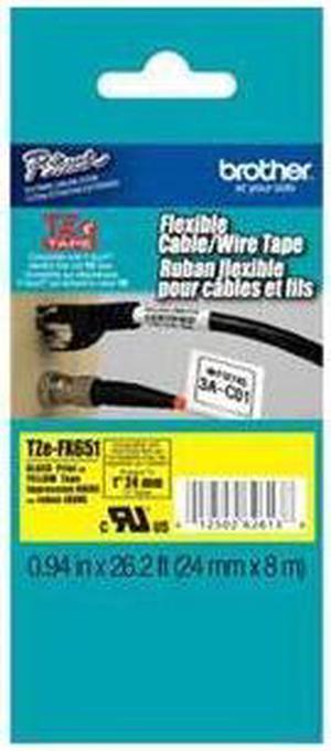 Brother TZE-FX651 Black on yellow Flexible Label Tape