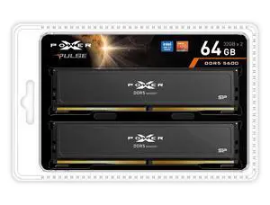 Silicon Power XPOWER Pulse 64GB DDR5 5600MHz CL40 1.25V Dual Kit (2x 32GB) Black Model SP064GXLWU560FDJ Silicon Power XPOWER Pulse 64GB DDR5 5600MHz CL40 1.25V Dual Kit (2x 32GB) Black Model SP064GXLWU560FDJ