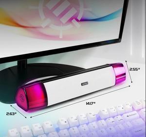 ACCESSORY POWER Theorem 3 Computer Speakers - ENHANCE Theorem 3 White Computer Speakers, Sound Bar for PC - USB Powered Speakers, Under Monitor Sound Bar with 12W Peak, 5 Color Modes - White