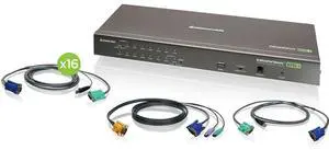 IOGEAR 16 Port KVM Switch wth USB Cables (TAA) Includes 16 USB KVM Cables - Model GCS1716KITUTAA