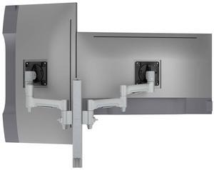 Atdec modular dual display mount, flat screens up to 26.5 lbs, curved screens up to 17.6 lbs, VESA mounting pattern 75x75 and 100x100, white Model AWMS-2-4640-F-W