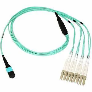 Axiom MPO Female to 4 LC Multimode OM3 50/125 Fiber Breakout Cable 8m AA Compliant - 26.25 ft Fiber Optic Network Cable Model AXG96617