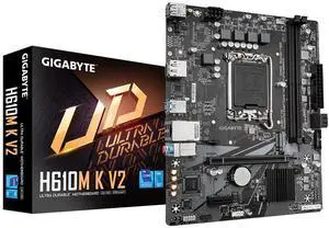 GIGABYTE H610M K V2 Motherboard - Intel Core 14th CPUs, up to 5600MHz DDR5, 1xPCIe 3.0 M.2, 1GbE LAN, USB 3.2 Gen 1