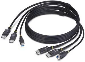 StarTech 6ft (1.8m) Dual-DisplayPort and USB 5Gbps KVM Cable, 4K 60Hz, DP 1.2 and USB Combo Cable for Dual-Monitor KVM Switches DDU1226-KVM-CABLE