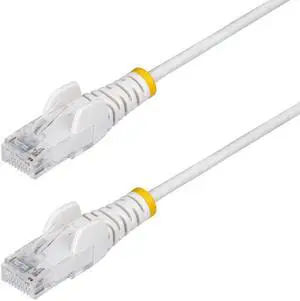 StarTech 15ft White Slim CAT6 Ethernet Cable, Snagless, 100W PoE, UTP, LSZH, 28AWG Bare Copper Wire, Slim RJ45 Network Patch Cord, Fluke Tested N6PAT15WHS