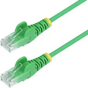 StarTech 15ft Green Slim CAT6 Ethernet Cable, Snagless, 100W PoE, UTP, LSZH, 28AWG Bare Copper Wire, Slim RJ45 Network Patch Cord, Fluke Tested N6PAT15GNS