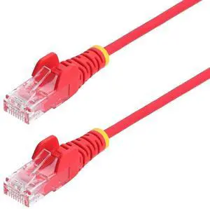 StarTech 50ft Red Slim CAT6 Ethernet Cable, Snagless, 100W PoE, UTP, LSZH, 28AWG Pure Bare Copper Wire, Slim RJ45 Network Patch Cord Model N6PAT50RDS