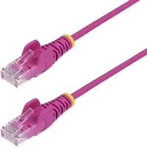 StarTech 50ft Pink Slim CAT6 Ethernet Cable, Snagless, 100W PoE, UTP, LSZH, 28AWG Pure Bare Copper Wire, Slim RJ45 Network Patch Cord w/Strain Reliefs, Fluke Tested Model N6PAT50PKS