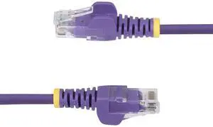 StarTech 50ft Purple Slim CAT6 Ethernet Cable, Snagless, 100W PoE, UTP, LSZH, 28AWG Pure Bare Copper Wire, Slim RJ45 Network Patch Cord Model N6PAT50PLS