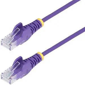 StarTech 10ft Purple Slim CAT6 Ethernet Cable, Snagless, 100W PoE, UTP, LSZH, 28AWG Bare Copper Wire, Slim RJ45 Network Patch Cord, Fluke Tested N6PAT10PLS