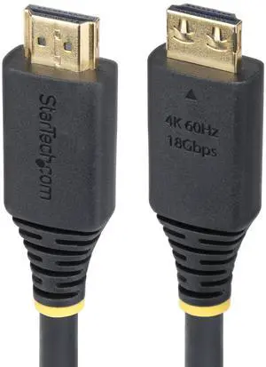 StarTech 35ft (10.6m) Active High Speed HDMI Cable with Gripping Connectors, 4K 60Hz/1440p 144Hz, HDR10/HDCP 2.2/ARC, 18Gbps, UHD HDMI Cord for TV/Monitor/Display, TPE Jacket HDMI2-CABLE-GRIP-35F