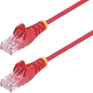 StarTech 5ft Red Slim CAT6 Ethernet Cable, Snagless, 100W PoE, UTP, LSZH, 28AWG Bare Copper Wire, Slim RJ45 Network Patch Cord, Fluke Tested N6PAT5RDS