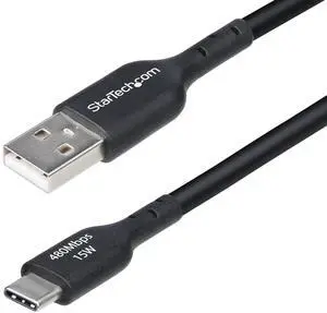 StarTech 15ft (4.5m) USB-A to USB-C Charging Cable, Charge & Sync, 3A, USB 2.0, TPE Jacket - Black USB Charging Cord  Model USB2AC15FBKE