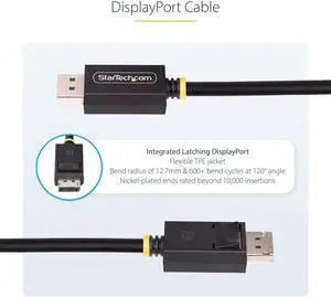 StarTech 3m (10ft) DisplayPort 2.1 Cable, VESA Certified DP40 DisplayPort Cable w/UHBR10/HDR/HDCP 2.2, 8K 60Hz/4K 144Hz w/DSC 1.2a, 40Gbps, DP 2.1 Cable, UHD Monitor Cord, M/M Model DP21-3M-DP40-CABLE