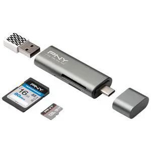PNY R-TC-UA-3N1E01-RB card reader USB 3.2 Gen 1 (3.1 Gen 1) Type-C Metallic PNY R-TC-UA-3N1E01-RB card reader USB 3.2 Gen 1 (3.1 Gen 1) Type-C Metallic