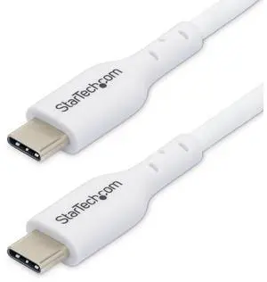 StarTech 3ft (0.9m) White USB-C Charging Cable, USB C Cable, USB 2.0 Type-C Laptop Charger Cord, 60W Power Delivery, TPE Jacket, USB-C Data Transfer Cable, M/M - USB2CC3FWHE