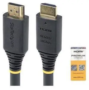 StarTech 25ft Premium Certified High Speed HDMI 2.0 Cord for TV/Monitor/Display