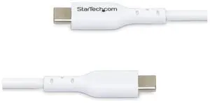 StarTech 2m (6.6ft) White USB-C Charging Cable, USB C Cable, USB 2.0 Type-C Laptop Charger Cord, 60W Power Delivery, TPE Jacket, USB-C Data Transfer Cable, M/M - USB2CC2MNCWHE