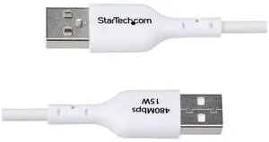 StarTech 3ft (91cm) USB-A to USB-C Charging Cable, Charge & Sync, 3A, USB 2.0, TPE Jacket - White USB Charging Cord - USB2AC3FWHE
