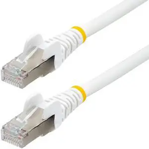 StarTech 1ft CAT6a Ethernet Cable - White - Low Smoke Zero Halogen (LSZH) - 10GbE 500MHz 100W PoE++ Snagless RJ-45 w/Strain Reliefs S/FTP Network Patch Cord Model NLWH-1F-CAT6A-PATCH