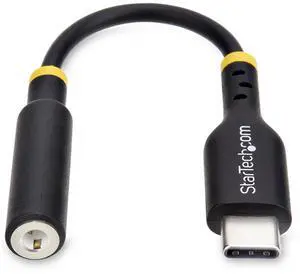 StarTech 5in (12.7cm) USB-C to 3.5mm TRRS Headphone/Headset Jack Audio Adapter, USB Type-C Aux Dongle, 32-bit DAC, Supports USB-C/Thunderbolt, Laptop/Phone/Tablet Model USBCAUDIO2