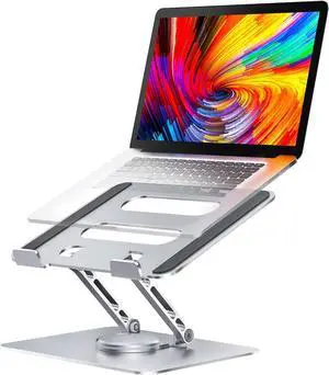 StarTech Rotating Laptop Stand, 360 Swivel, Ergonomic Desk Riser for Computer, Elevated Tray w/ Adjustable Tilt, Max 11lb/5kg, Aluminum Build, Portable Design  Model ATFR-LAPTOP-RISER