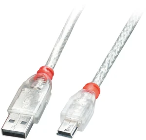Lindy 1m USB 2.0 Cable Type A To Mini-B, Transparent 41782 Lindy 1m USB 2.0 Cable Type A To Mini-B, Transparent 41782