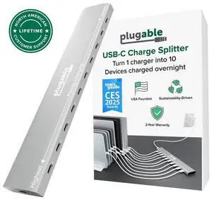Plugable Technologies Plugable USB-C 10-Port Charger USB-C PD 10-Port Priority Charger Model PS-10CC Plugable Technologies Plugable USB-C 10-Port Charger USB-C PD 10-Port Priority Charger Model PS-10CC