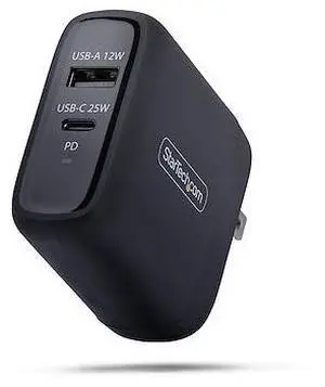 Startech 37W USB-C & USB-A Wall Charger, Portable Charger with USB Power Delivery Fast Charging, 25W USB-C PD / 12W USB-A Output, Dual-Port USB-C/USB-A Model 114NB-WALL-CHARGER Startech 37W USB-C & USB-A Wall Charger, Portable Charger with USB Power Delivery Fast Charging, 25W USB-C PD / 12W USB-A Output, Dual-Port USB-C/USB-A Model 114NB-WALL-CHARGER