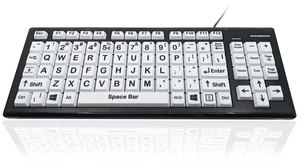 ERGOGUYS High Contrast Keyboard Wh Key Bl Letters ERGOGUYS High Contrast Keyboard Wh Key Bl Letters