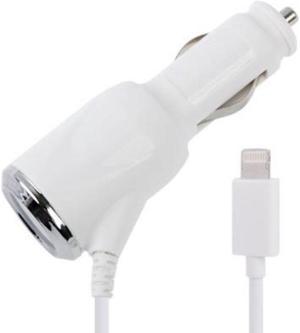 NEON Car Charger For iPhone 5 and iPad iPod Models with Lightning Connector. White Model NQ-AI008