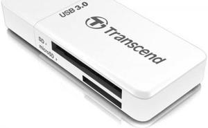 Transcend USB 3.0 Memory Card Reader. Support SDHC SDXC microSDHC microSHXC (UHS-I) 90MB\sec. White Model TS-RDF5W