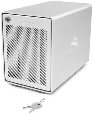 OWC 8TB Mercury Elite Pro Quad RAID 5 Four-Drive HDD External Storage Solution. Featuring SoftRAID XT. RAID-5 Pre-Configured. USB-C and USB-A Cables Included. Model OWCMEQCTSRT08