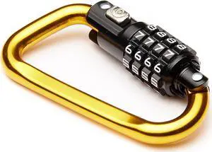 EyezOff 3.5" Carabiner Aluminum Multi Purpose Lock 4-Dial Combination D-Shape (Gold)