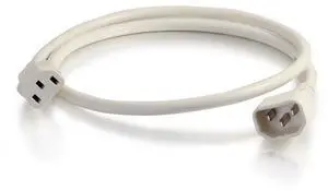 C2G 17485 18 AWG Power Cord - C14 to C13, White (2 Feet, 0.60 Meters)